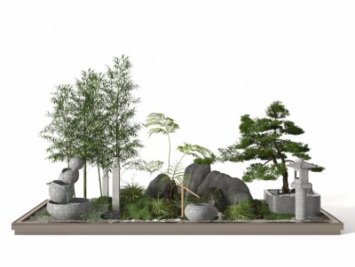 新中式景观造景3D模型下载